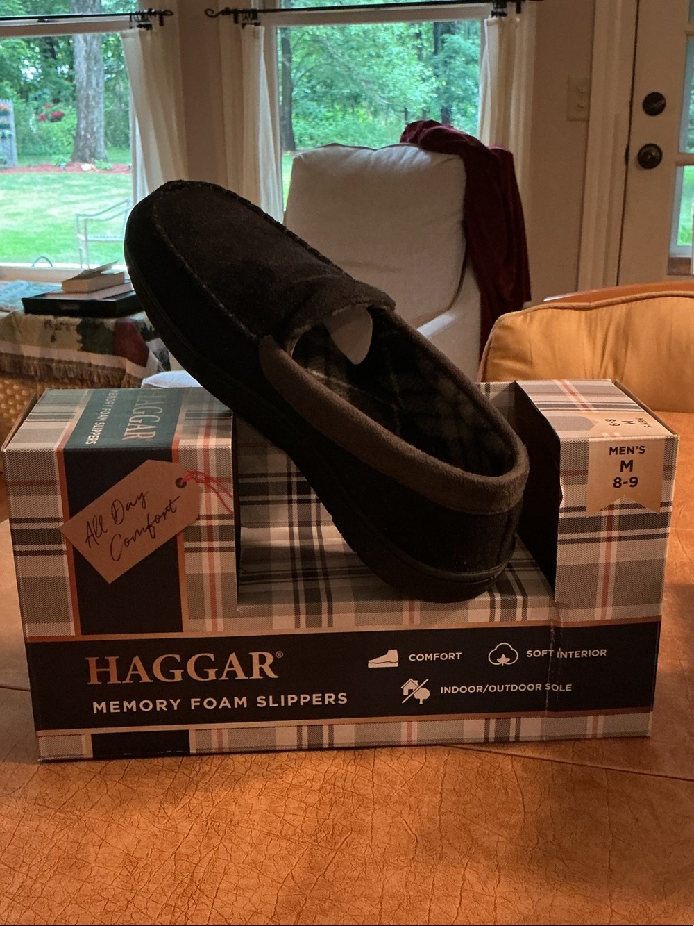 Haggar Black Men’s Slip-On Memory Foam slippers